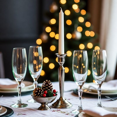 Elegant christmas dinner table setting