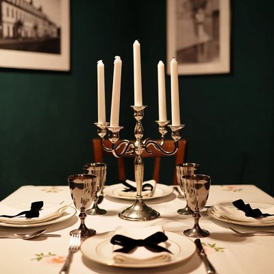 Elegant dinner setting with candles