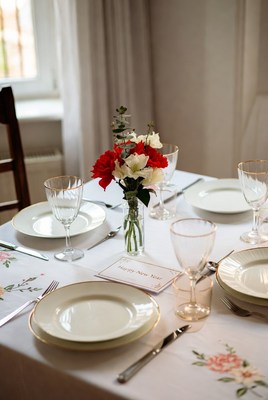 Festive new year's table setting