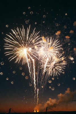 Spectacular fireworks celebration at night