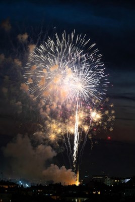 Colorful fireworks display in night sky