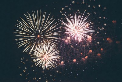 Colorful fireworks display at night