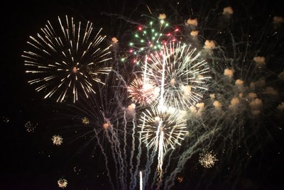 Colorful fireworks display at night