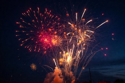 Colorful fireworks display at night