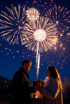 Celebrating new year with fireworks