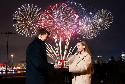 Celebrating new year with fireworks