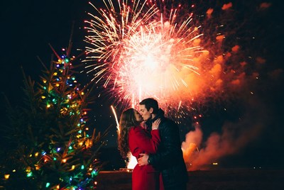 Fireworks celebration with couple