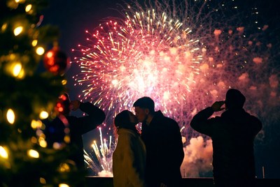 Romantic new year's eve celebration fireworks