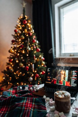 Cozy holiday evening by the tree