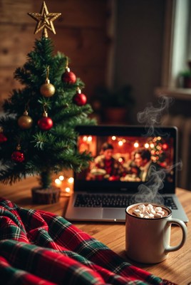 Cozy winter evening with hot cocoa