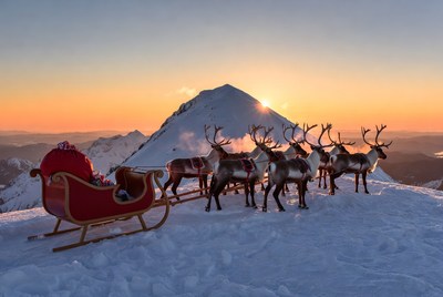 Sleigh ride at mountain sunset