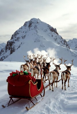 Sleigh ride in snowy mountains