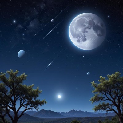 Night sky with celestial bodies