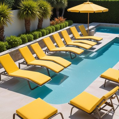 Sun loungers by the poolside