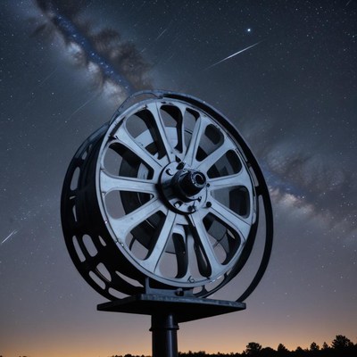 Night sky observation with wheel telescope