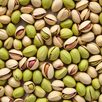 Pistachio nuts in various stages