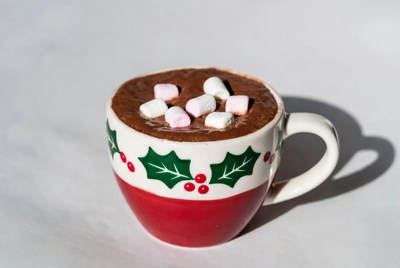 Warm holiday hot cocoa with marshmallows