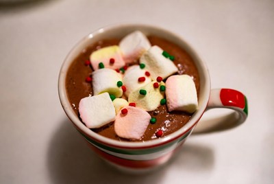 Cozy hot chocolate with marshmallows