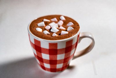 Warm cup of hot chocolate with marshmallows