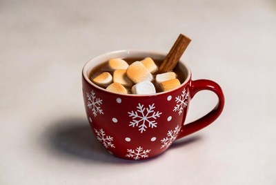 Warm holiday drink with marshmallows