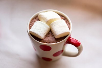Warm cocoa topped with marshmallows