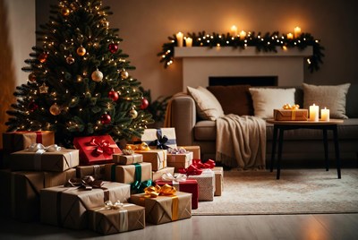 Cozy christmas living room scene