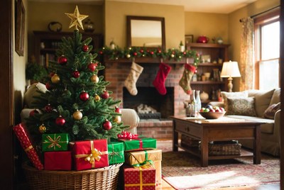 Cozy living room at christmas