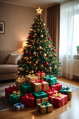 Christmas tree with presents under it