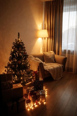 Cozy christmas living room setup