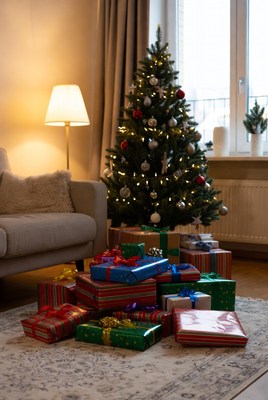 Christmas gifts around the tree