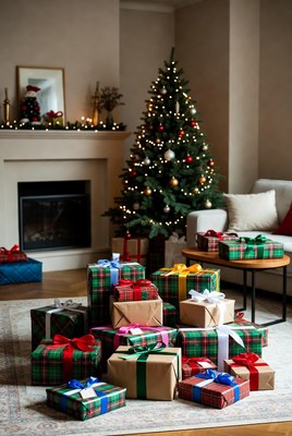 Christmas gifts in living room