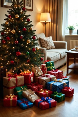 Christmas tree surrounded by gifts