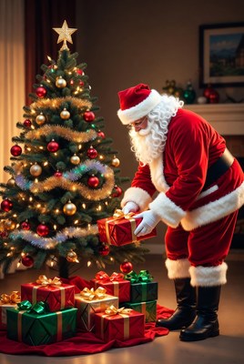 Santa decorating for christmas