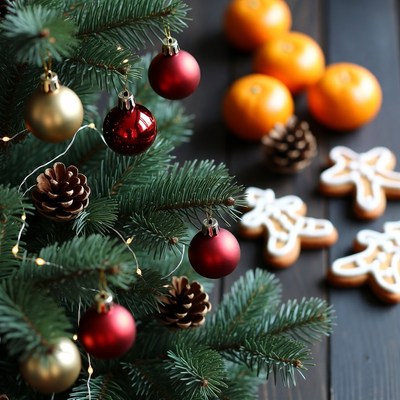 Festive decorations and treats display
