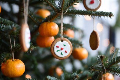 Festive christmas tree decorations