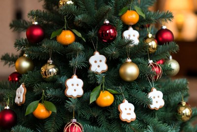 Festive holiday tree decorations