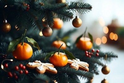Festive christmas tree with oranges