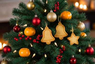 Decorated christmas tree with ornaments