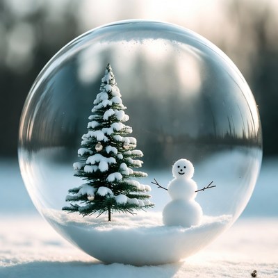 Snowy scene in glass dome