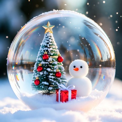 Christmas scene in snow globe