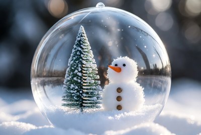 Winter scene in glass dome