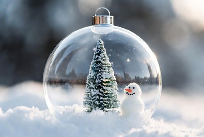 Winter scene in a snow globe