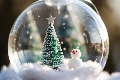 Holiday snow globe with snowman