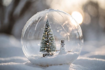 Winter scene in a snow globe