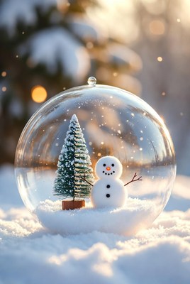 Winter wonderland in a snow globe