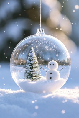 Winter scene in a glass ornament