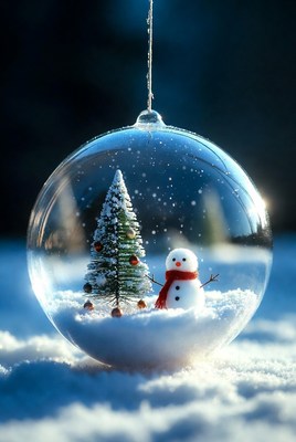 Christmas scene in glass dome