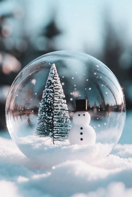 Winter scene in a snow globe