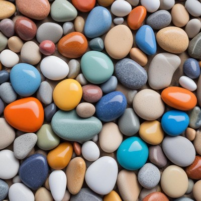 Colorful stones on a flat surface