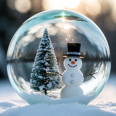 Snowy scene in glass dome